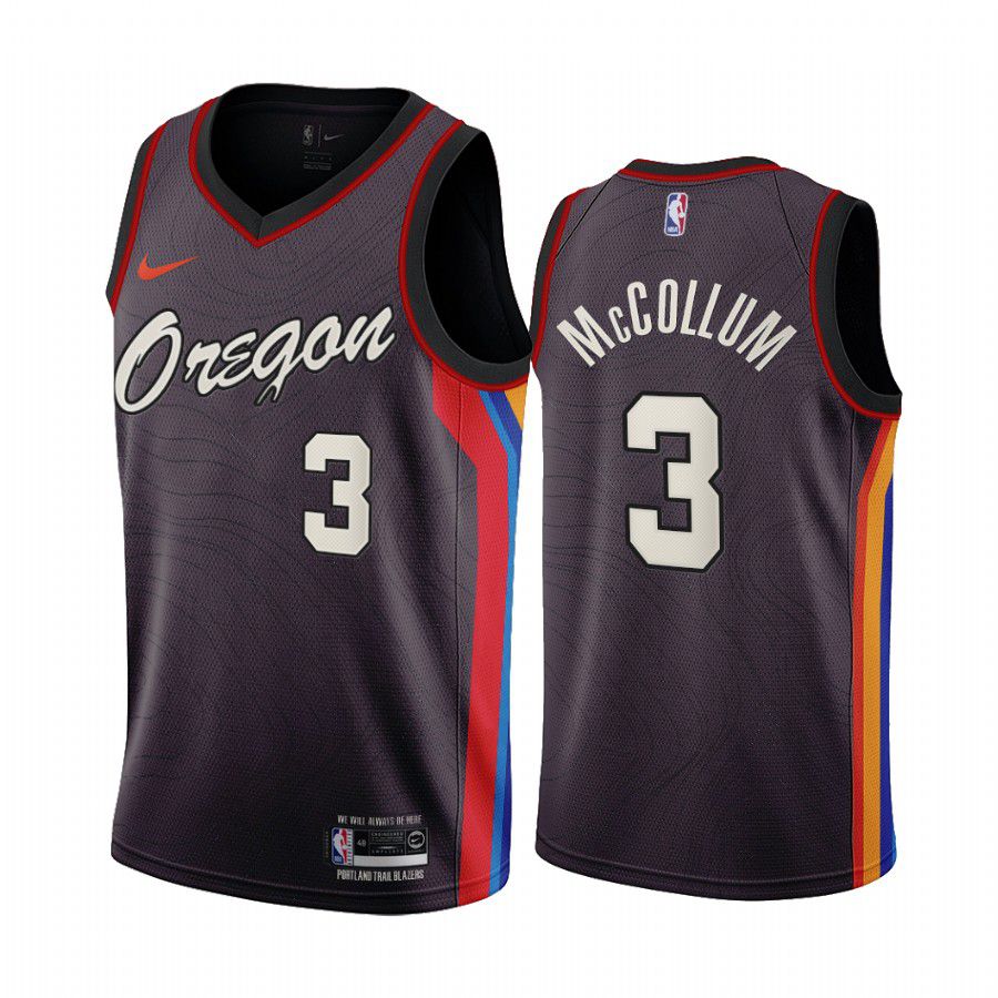 Men Portland Trail Blazers 3 mccollum chocolate city edition oregon 2020 nba jersey